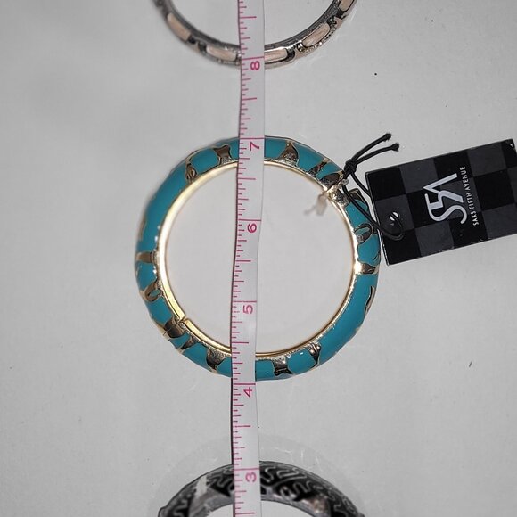 Bangle 3 available Bangle Sequin Saks 5th Ave Black Green White Bracelet - Picture 10 of 10